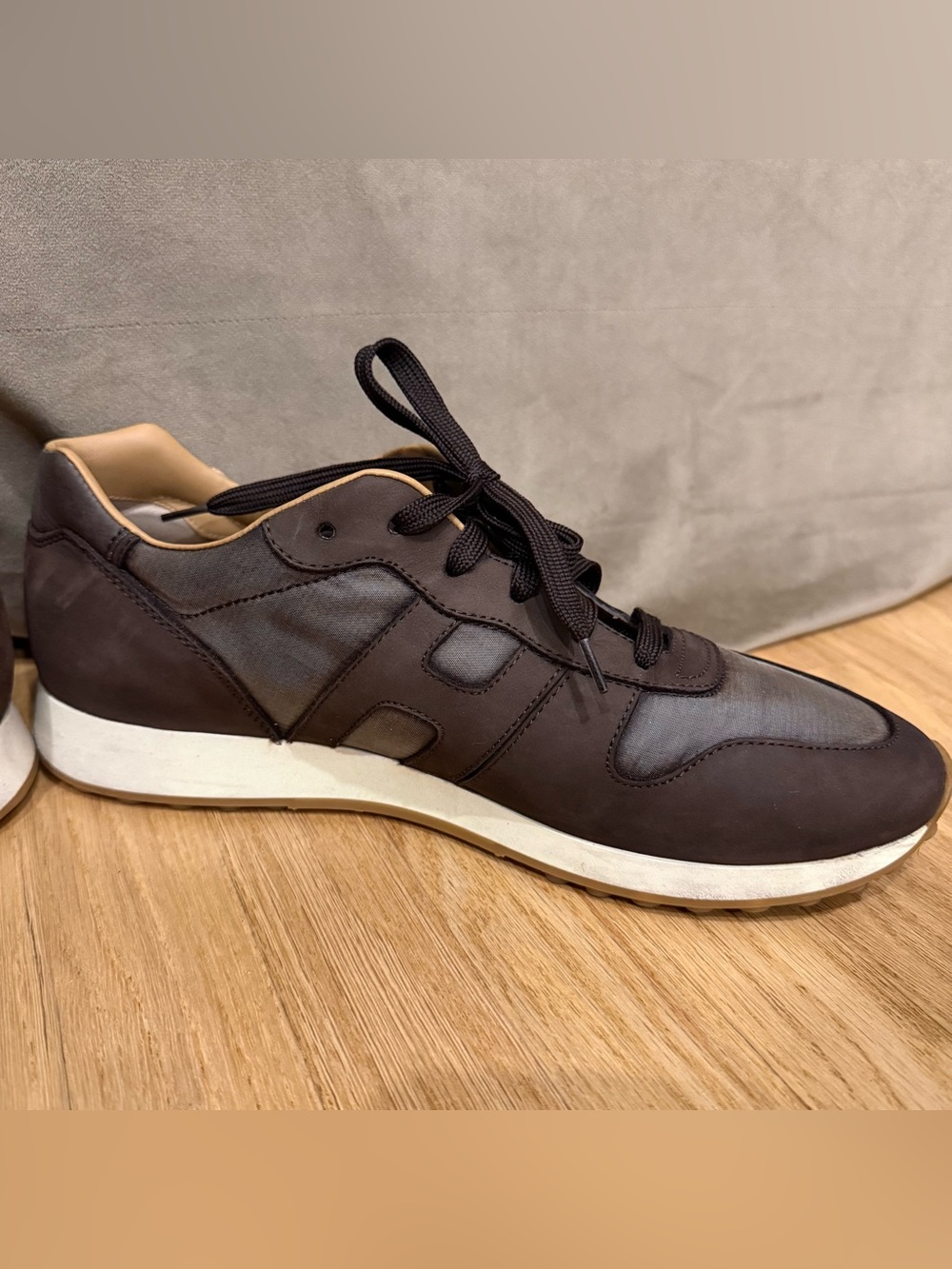 Hogan Men’s Leather Sneaker 9.5 Chocolate Brown H86 Run - Picture 5 of 16